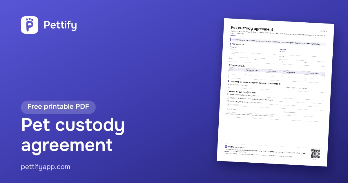 Pet Custody Agreement Template (Free PDF) | Pettify